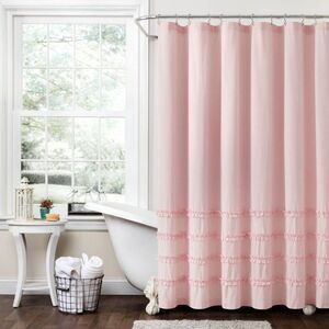 Lush Decor -  Vintage Stripe Farmhouse Ruffle Cotton  Pink